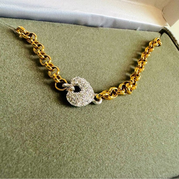 NIB VTG Nolan Miller Glamour Collection Gold Bracelet with Crystal Heart - Picture 4 of 5